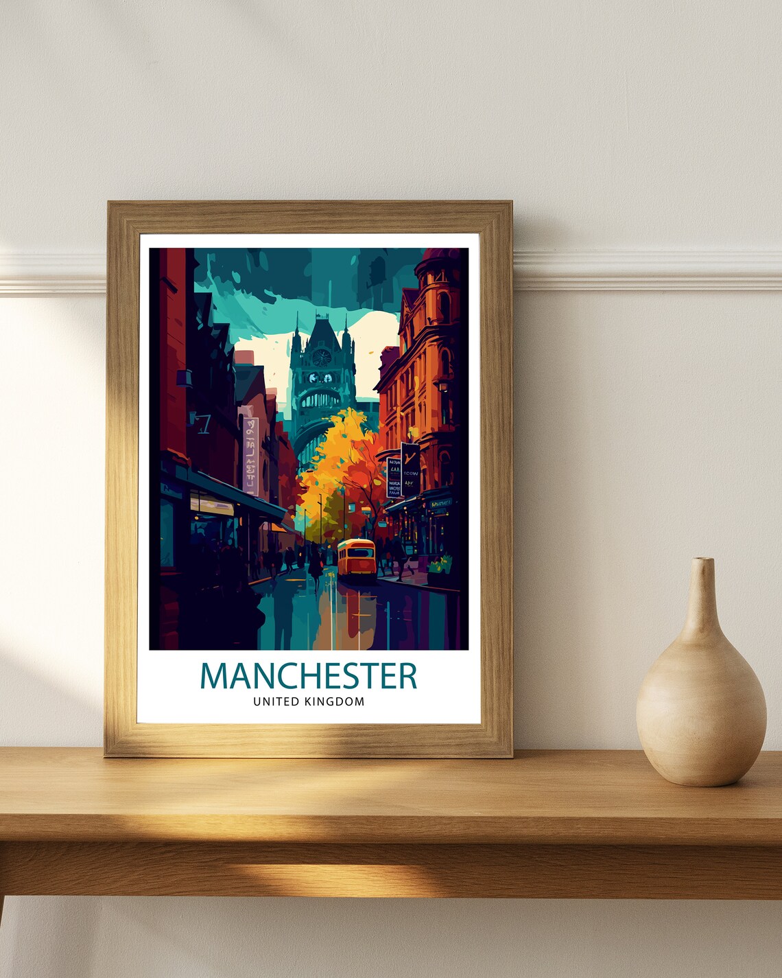 Manchester Travel Poster, City Skyline Wall Art - Image 2
