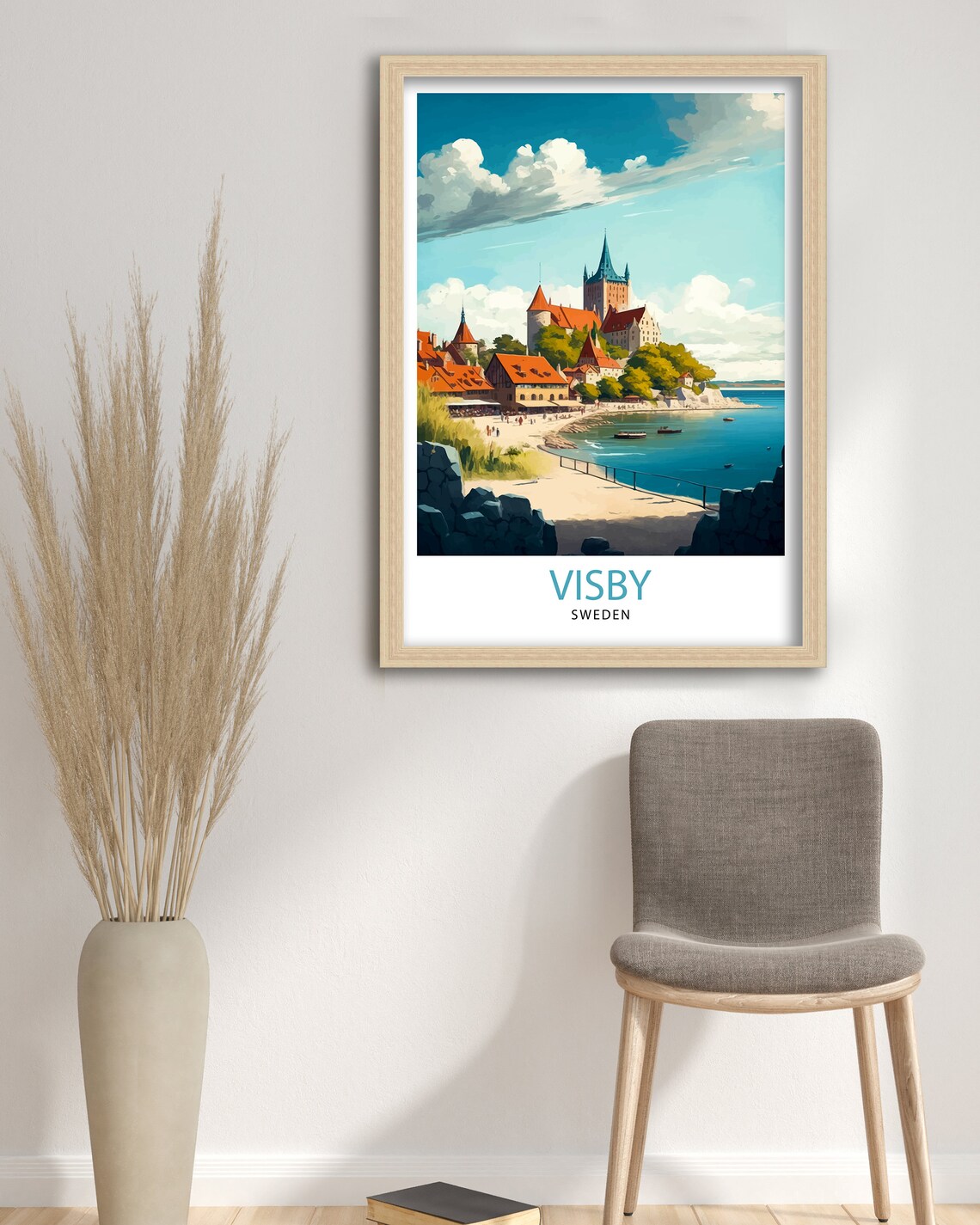 Visby Sweden Travel Print Visby Wall Art Visby Home Decor Visby Cityscape Illustration Visby Poster Visby Travel Souvenir Sweden Travel - Image 3