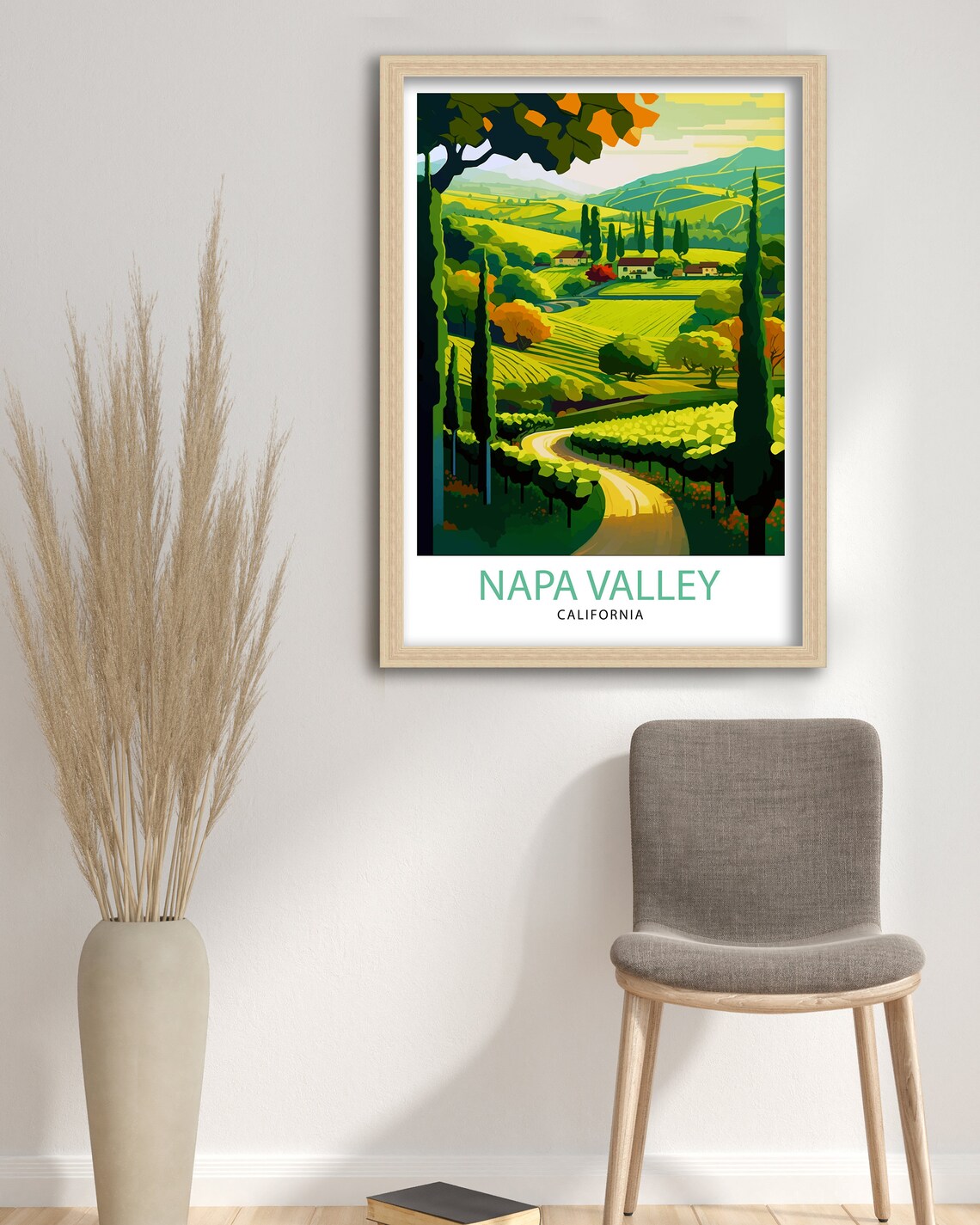 Napa Valley California Rolling Vineyard Hills Travel Art Poster - Image 3