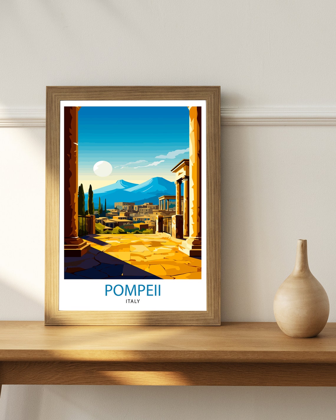Pompeii Italy Ancient Ruins Columns Mount Vesuvius View Poster - Image 2
