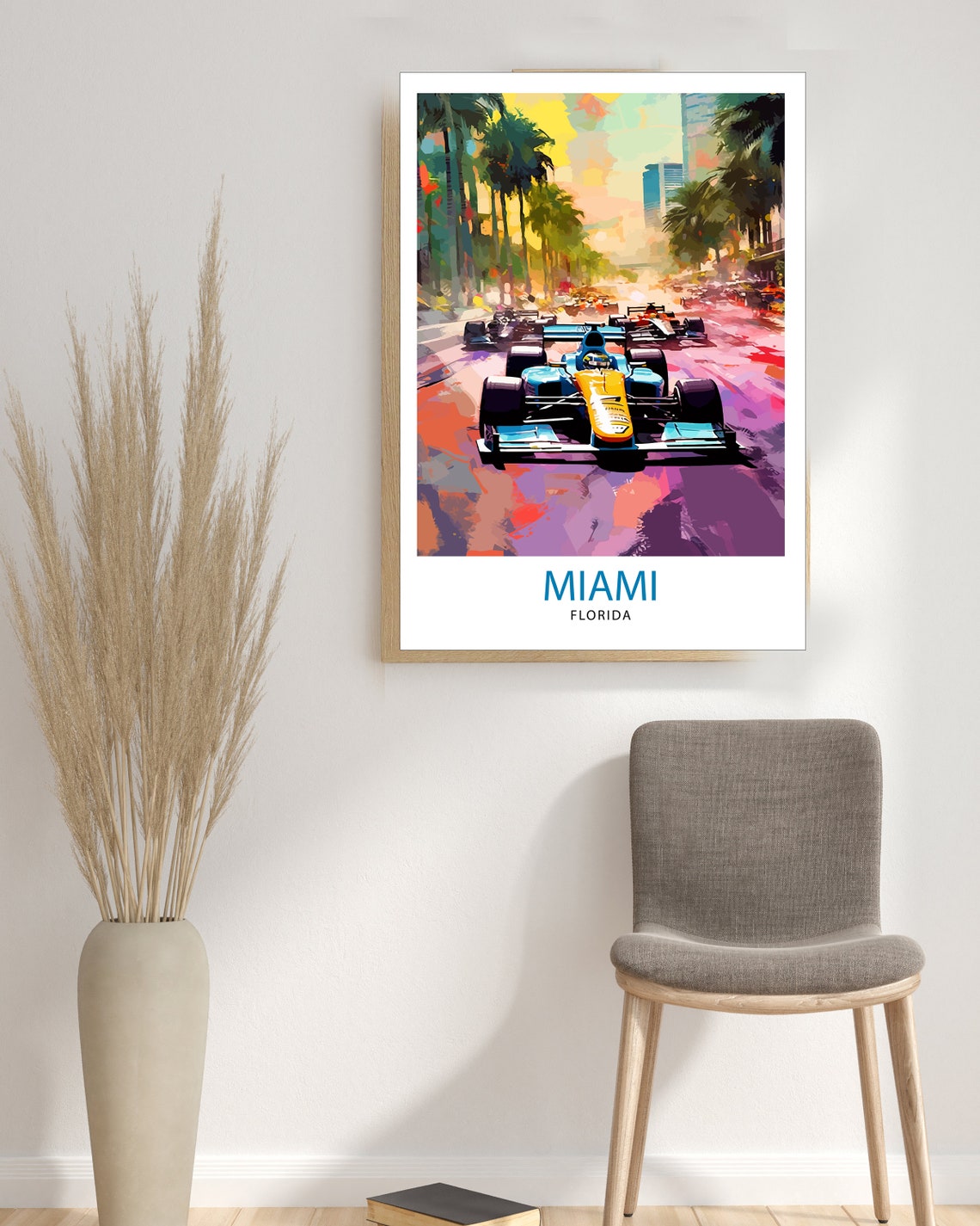 Miami Florida Formula Race Cars Colorful Street Circuit Action Poster - Image 3
