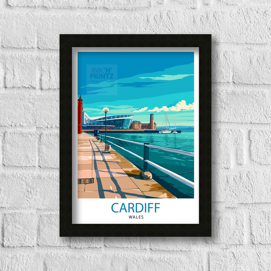 Cardiff Travel Print Cardiff Poster Cardiff Wall Art Travel Poster Travel Print Cardiff Castle Cardiff Travel Print Cardiff Art - Image 3