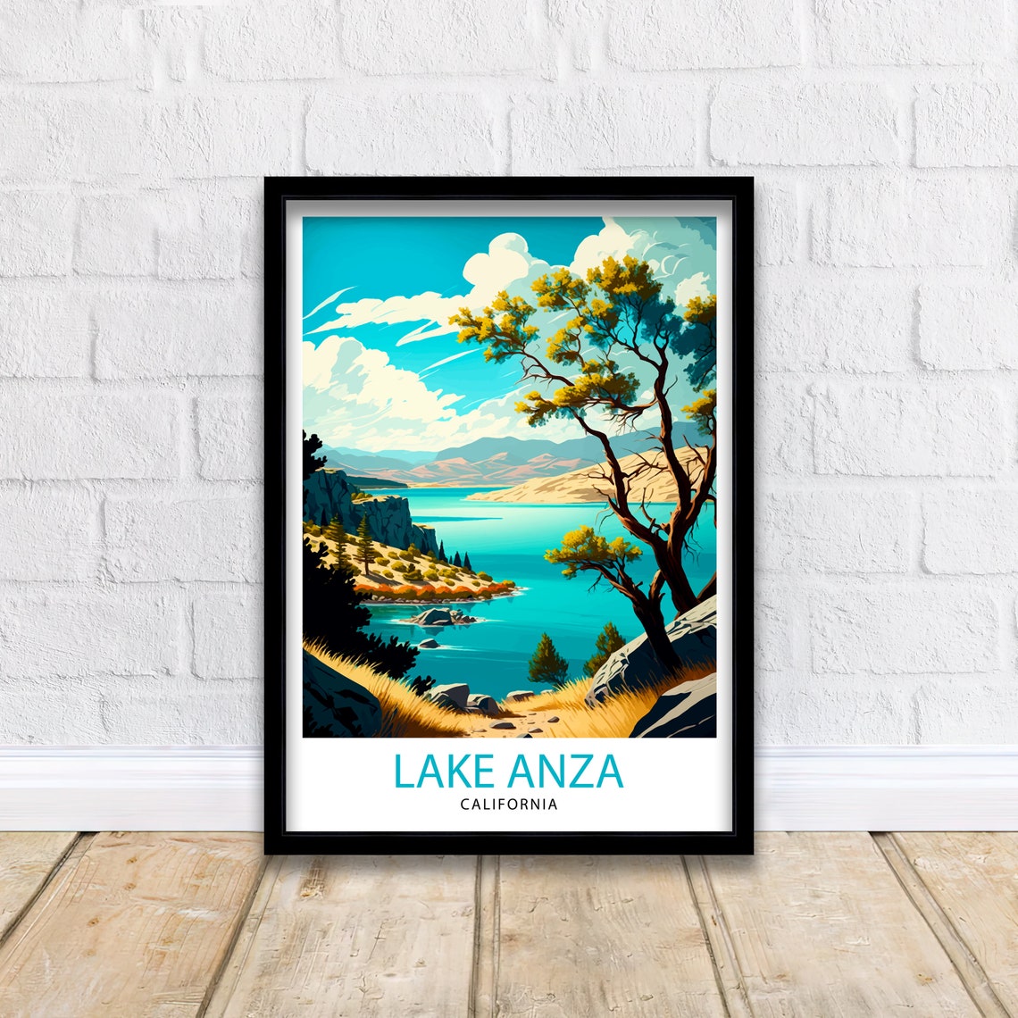 Lake Anza California Travel Print Lake Anza Wall Art California Home Decor Lake Anza Illustration Travel Poster Gift For California Lovers - Image 2
