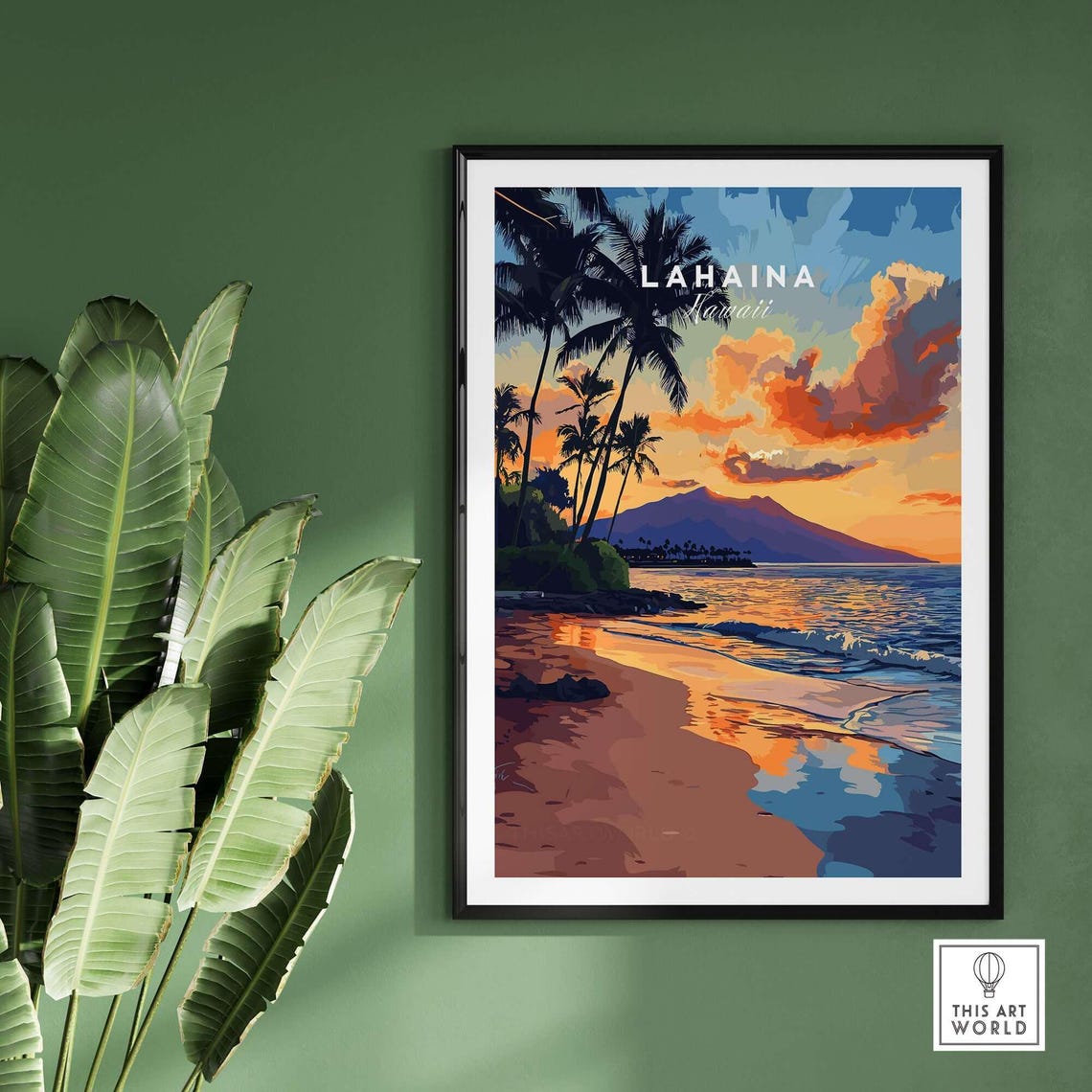 Lahaina Travel Poster, Tropical Beach Sunset Artwork - Image 2