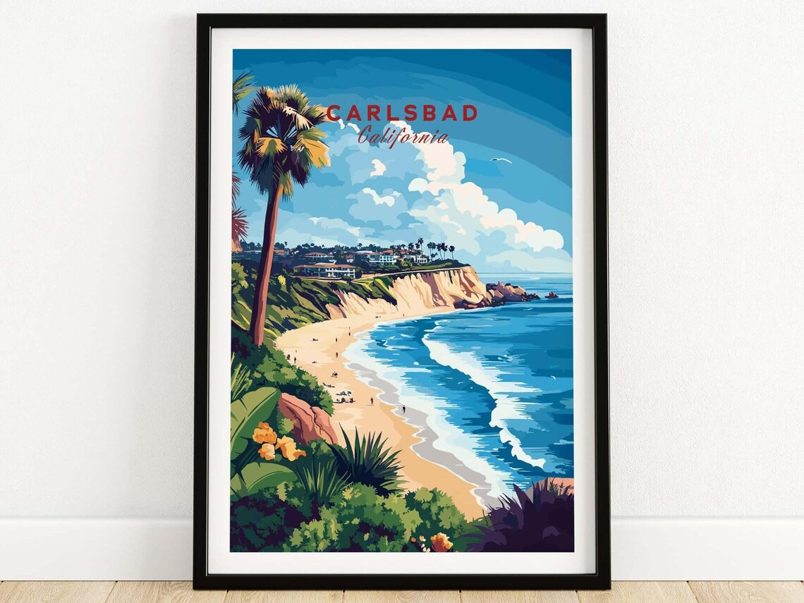 Carlsbad Travel Print, California Wall Art