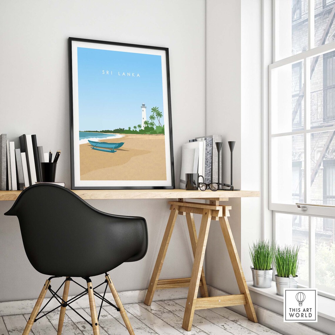 Sri Lanka Beach Lighthouse Fishing Boat Ocean Travel Art Poster - Image 4
