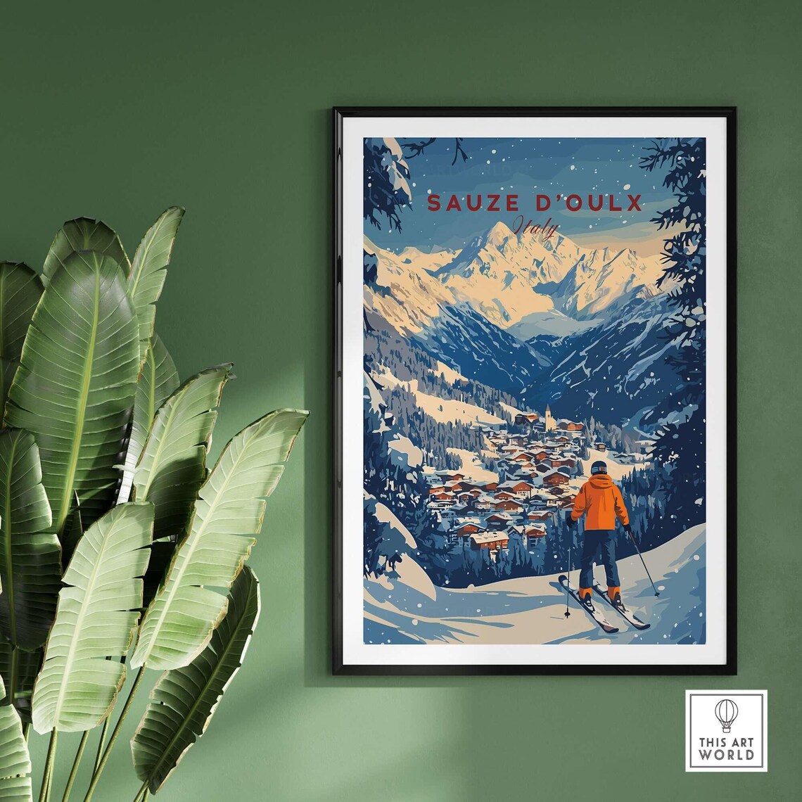 Winter Sports Art Print, Ski Lodge Decoration - Image 2