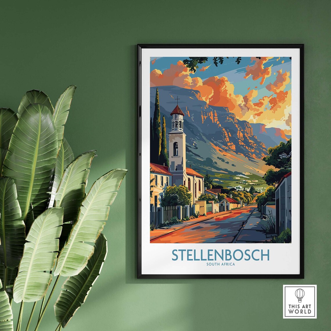 Stellenbosch South Africa Mountain Church Street Golden Hour Poster - Image 2