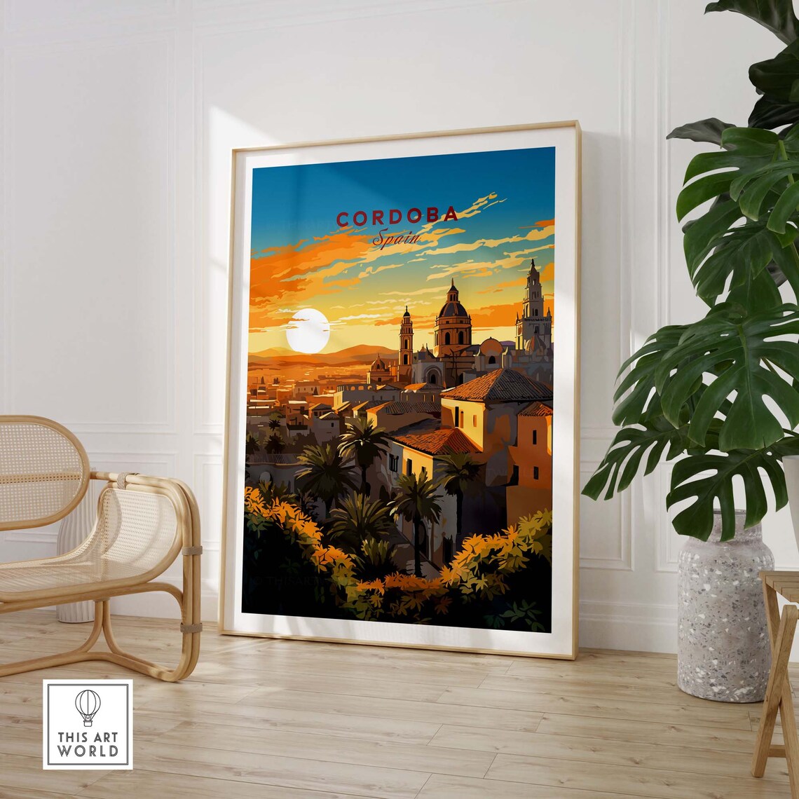 Cordoba Spain Sunset Cathedral Cityscape Vintage Travel Poster - Image 3