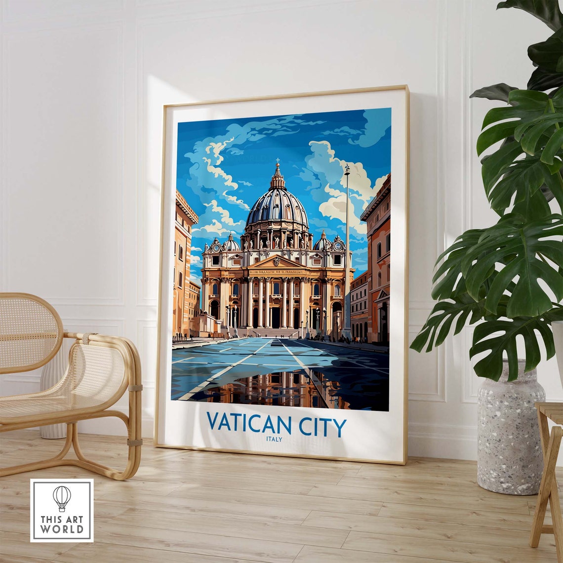 Vatican City St Peters Square Basilica Facade Vintage Travel Poster - Image 3
