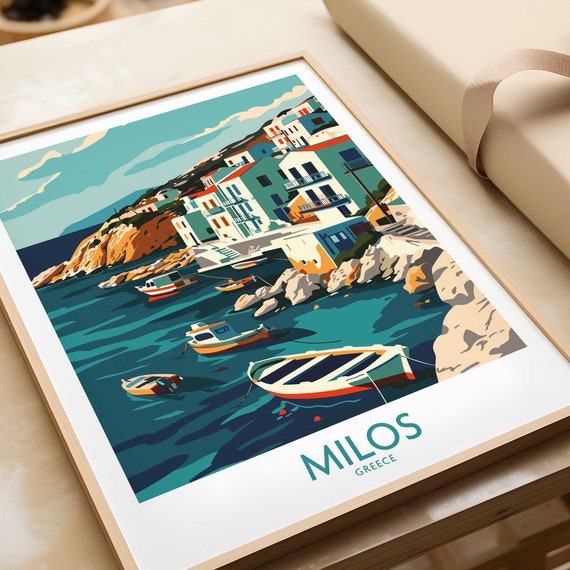 Milos Travel Poster Greece Wall Art Print Home Decor Artwork Gift Illustration Lover