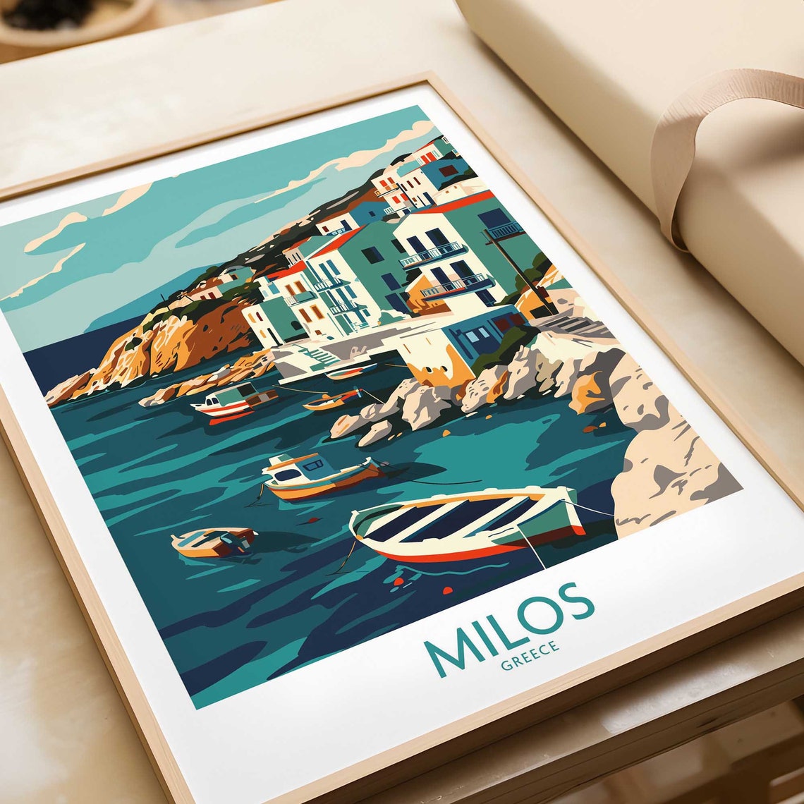 Milos Travel Poster Greece Wall Art Print Home Decor Artwork Gift Illustration Lover