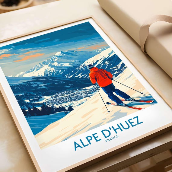 Ski Wall Art, Alpe Dhuez Ski Lodge Poster