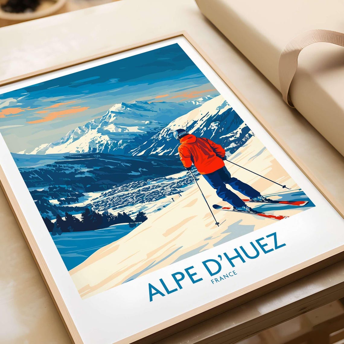 Ski Wall Art, Alpe Dhuez Ski Lodge Poster