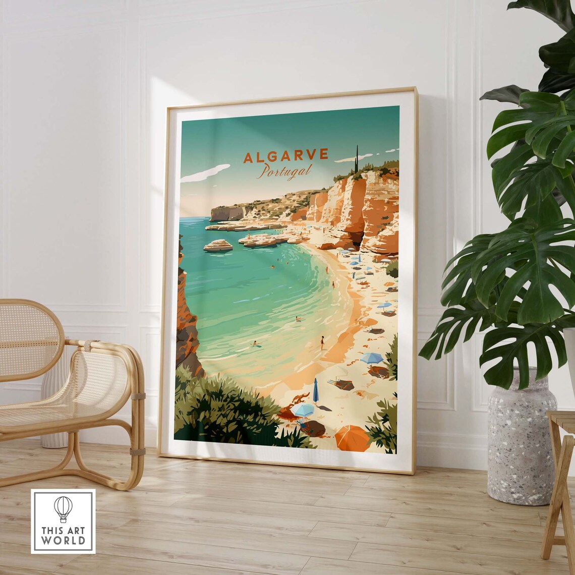 Algarve Beach Travel Poster, Coastal Europe Art - Image 3