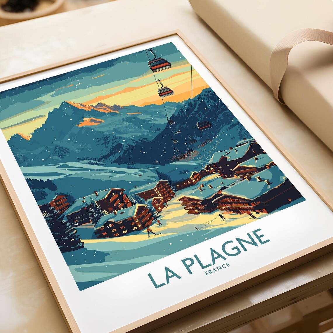 La Plagne Poster, France Ski Lodge Art Print