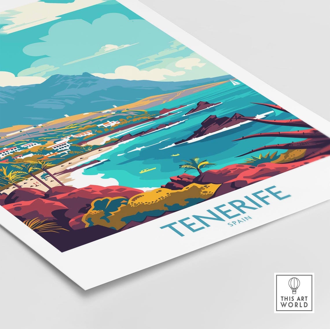 Tenerife Spain Rocky Coast Volcano Mountain Ocean View Poster - Image 4