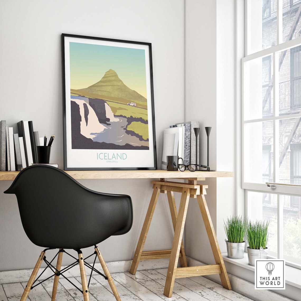 Iceland Travel Poster, Kirkjufell Mountain Scandi Art - Image 4
