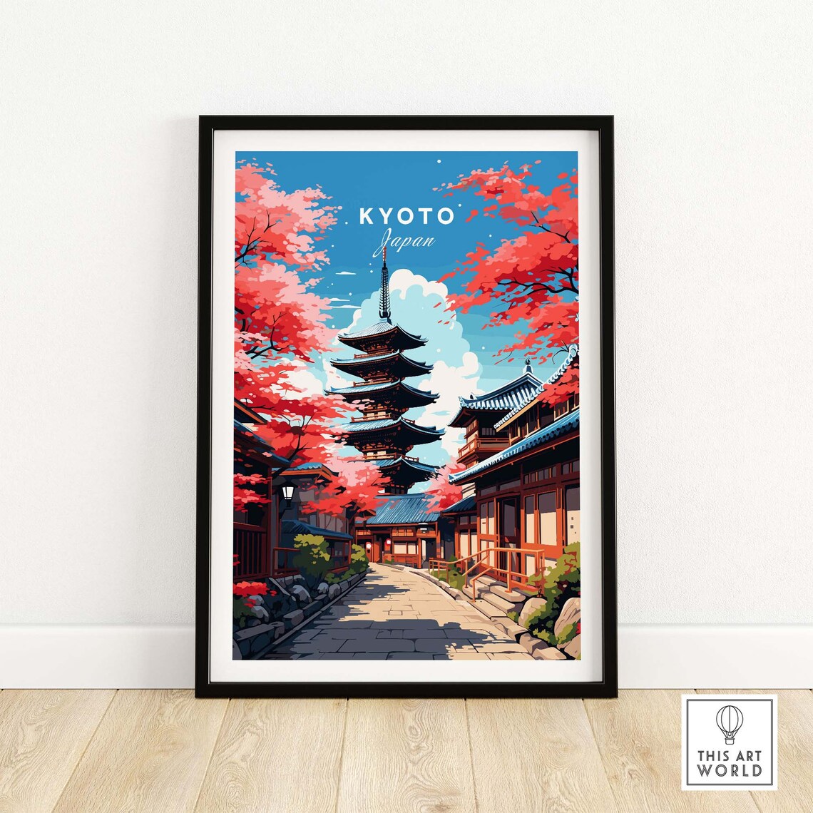 Kyoto Travel Poster Art Print, Japan Illustration