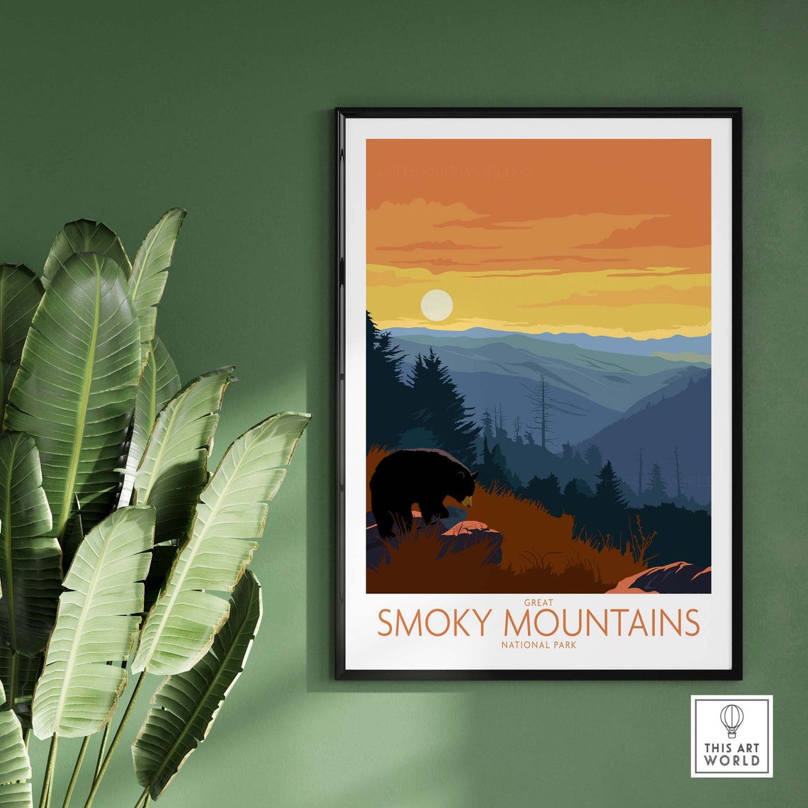 Great Smoky Mountains National Park Bear Sunset Vintage Travel Poster - Image 3
