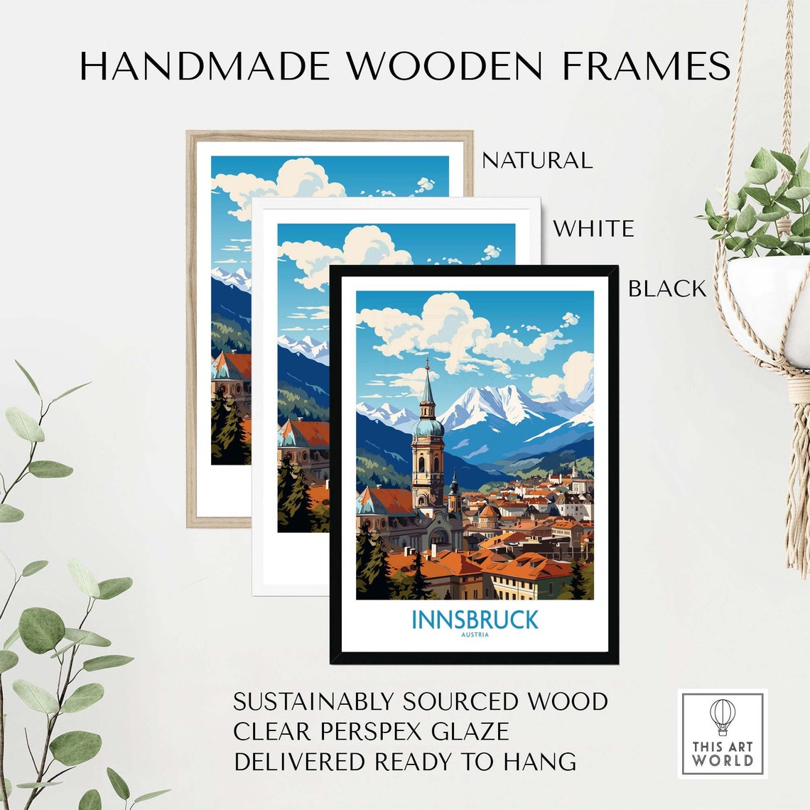 Innsbruck Austria Snowy Alpine Peaks Church Tower Old Town Poster - Image 4