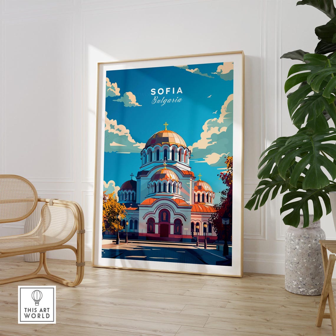 Sofia Bulgaria Domed Cathedral Golden Domes City Sky Art Poster - Image 2
