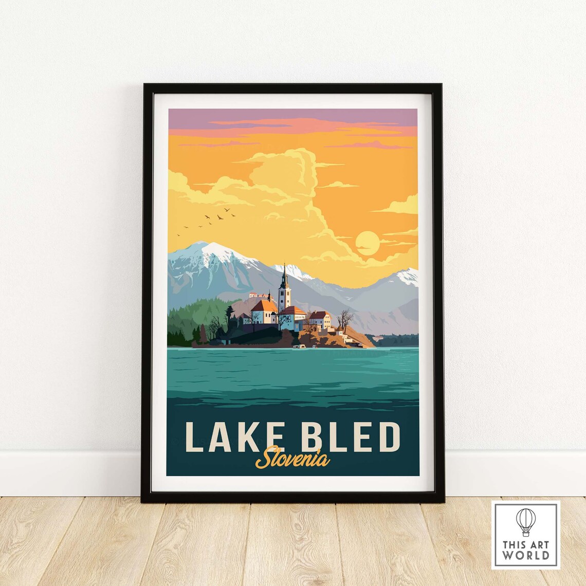 Lake Bled Slovenia Travel Poster, Home Decor