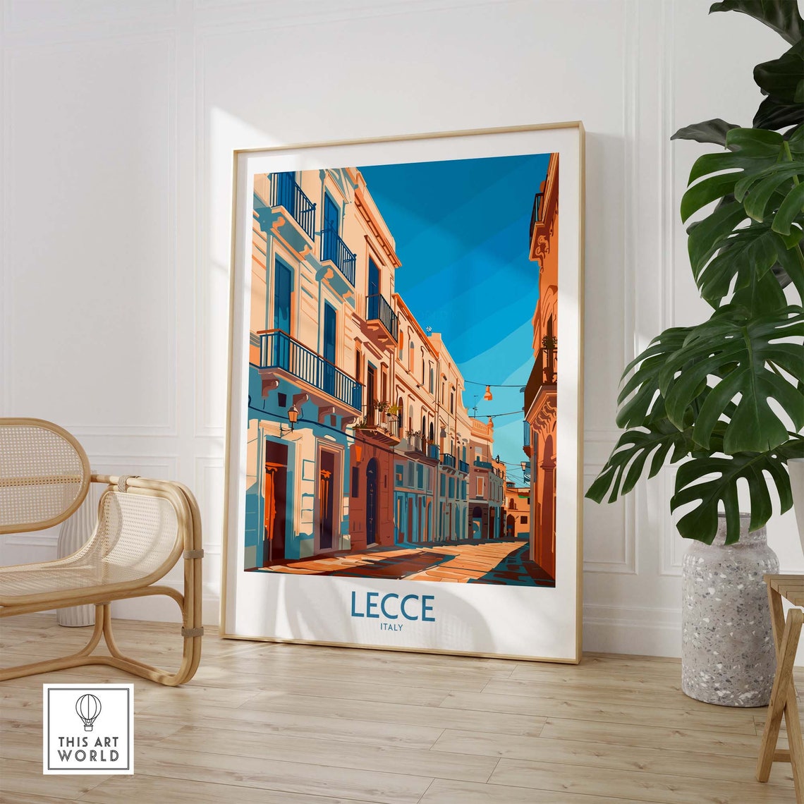 Lecce Puglia Baroque Street Sunlit Balconies Architecture Poster - Image 3