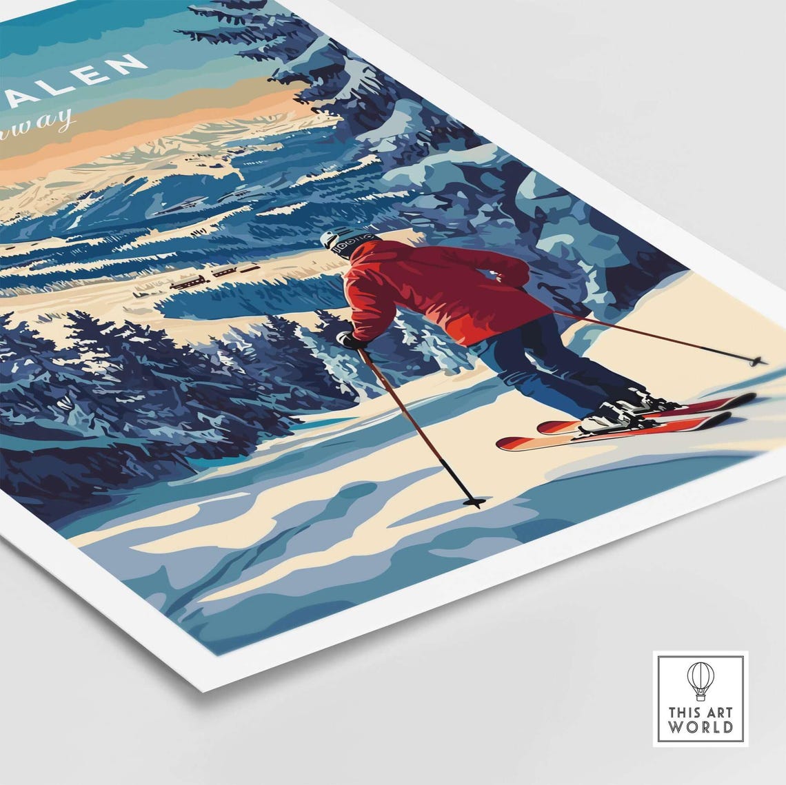 Myrkdalen Norway Ski Resort, Winter Sports Poster - Image 5