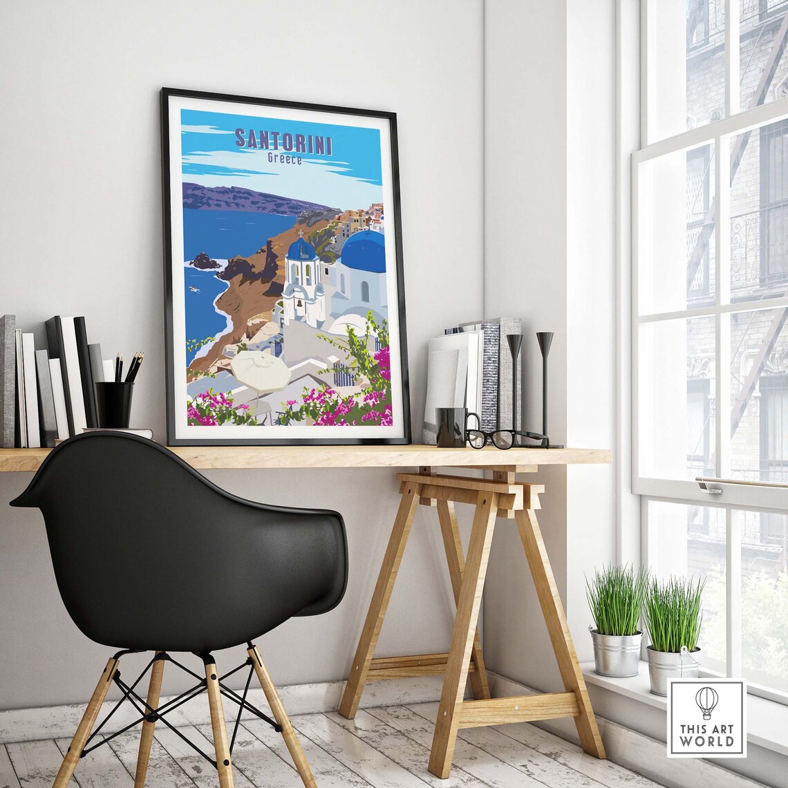 Santorini Greek Island Travel Poster, Fine Art Print - Image 4
