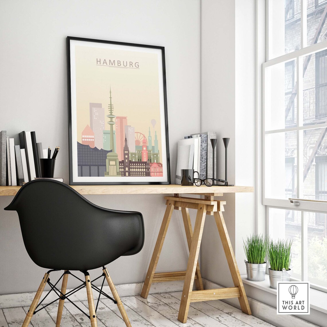Hamburg Skyline Print, German Cityscape Art Poster - Image 4