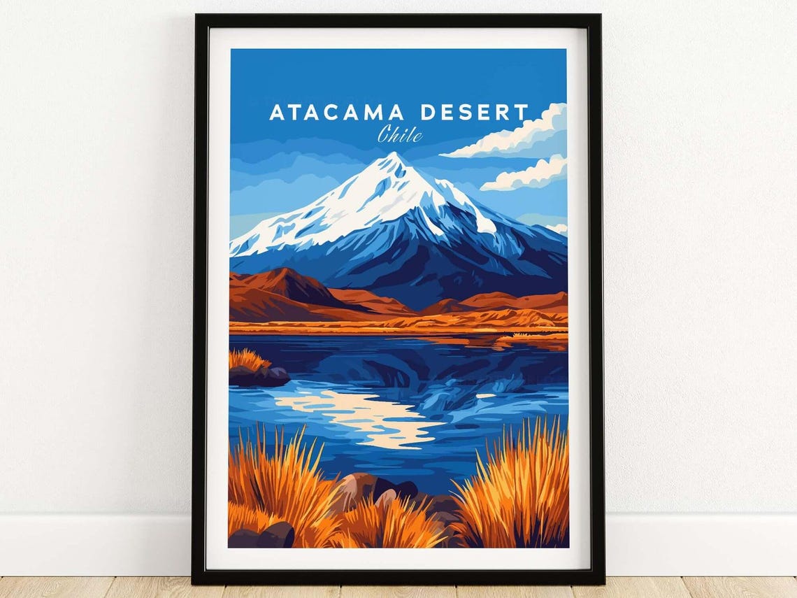 Atacama Desert Travel Poster, Chile Landscape