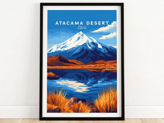 Atacama Desert Travel Poster, Chile Landscape