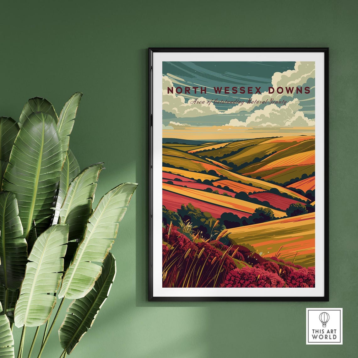 North Wessex Downs England Rolling Hills Sunset Vintage Art Poster - Image 2