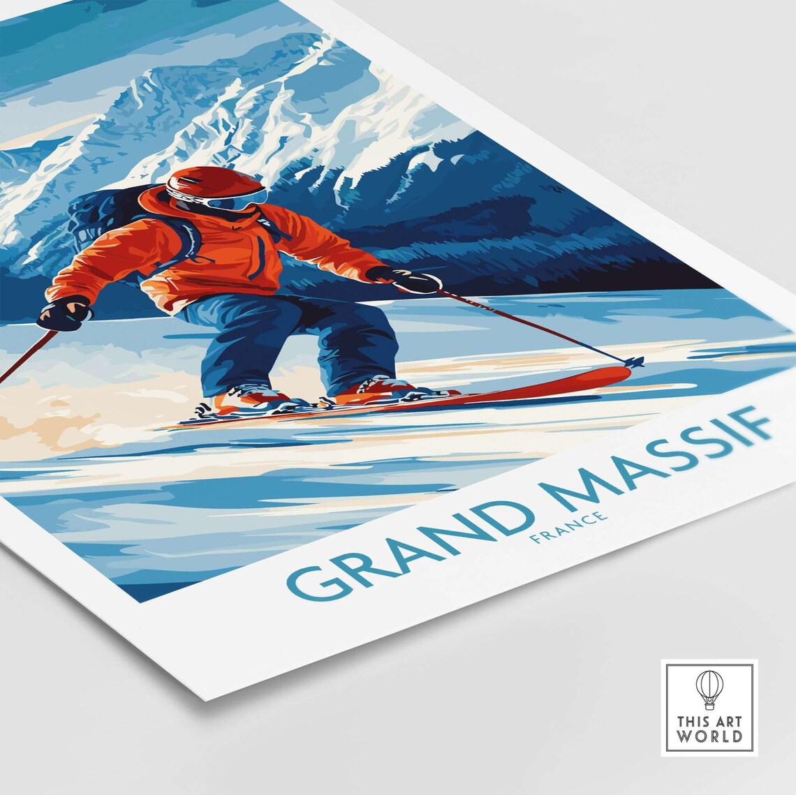 Grand Massif Ski Travel Poster, France Mountain Art - Image 5