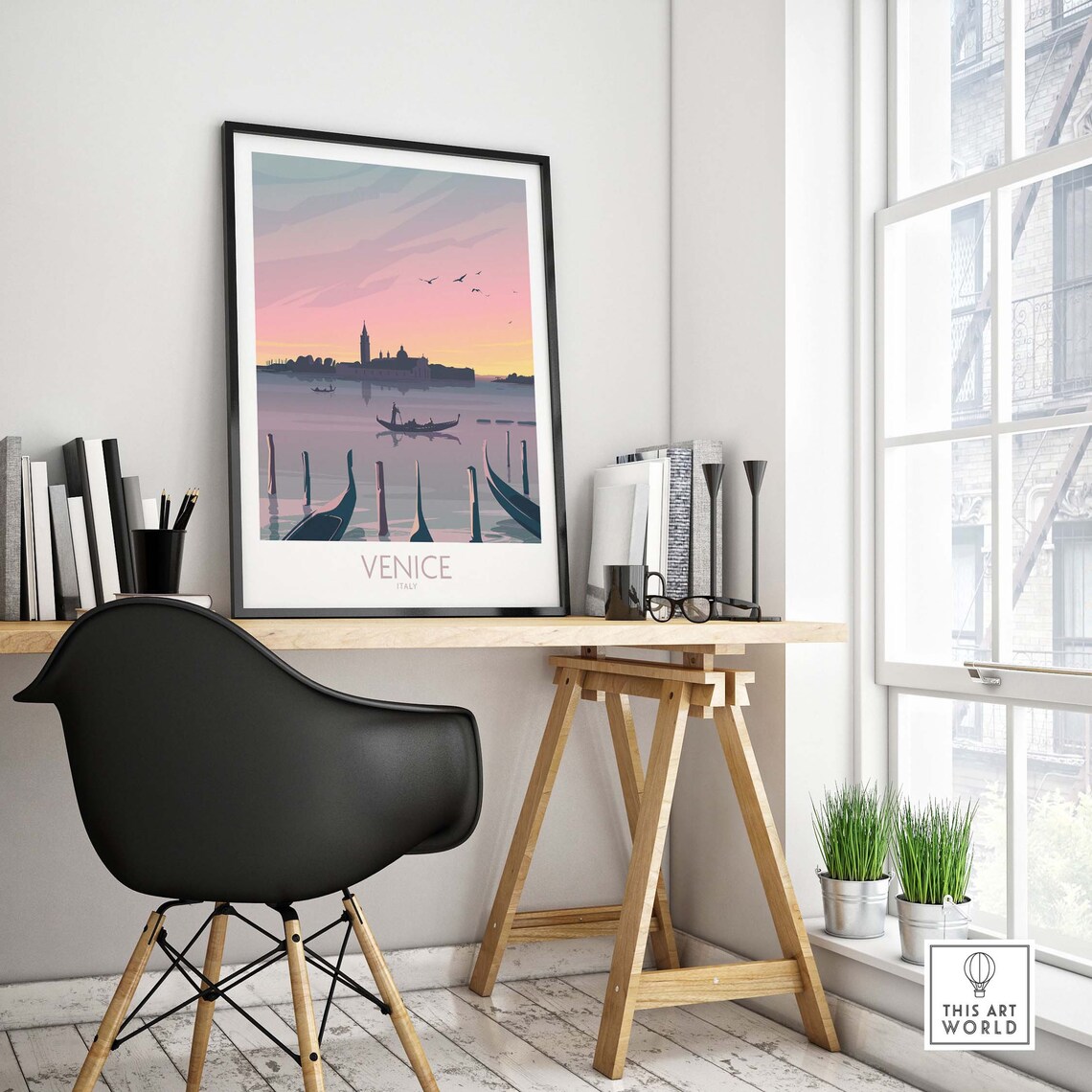 Venice Italy Sunset Lagoon Gondolas Romantic Vintage Travel Poster - Image 4
