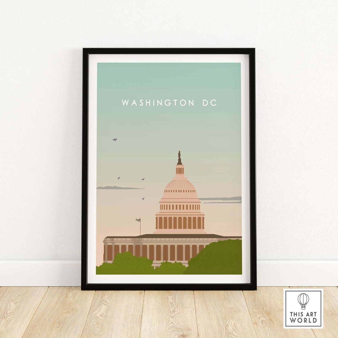 Washington DC Poster Print, Capitol Hill Travel Poster
