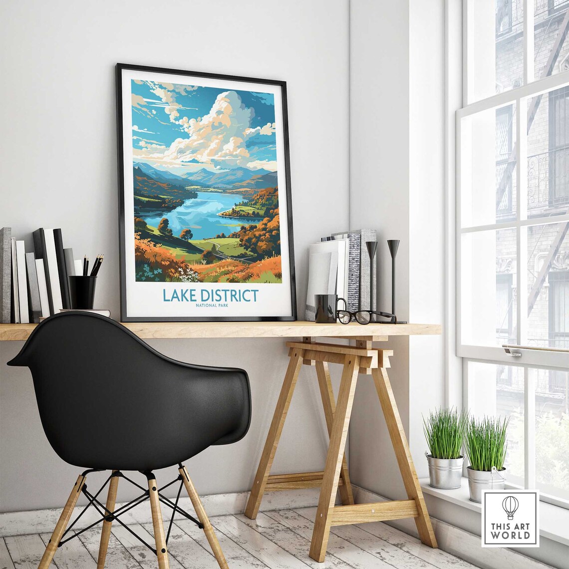 Lake District National Park Mountain Lake Valley Travel Poster - Image 4
