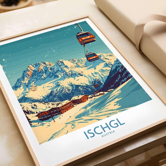 Ischgl Ski Resort Poster, Winter Sports Artwork