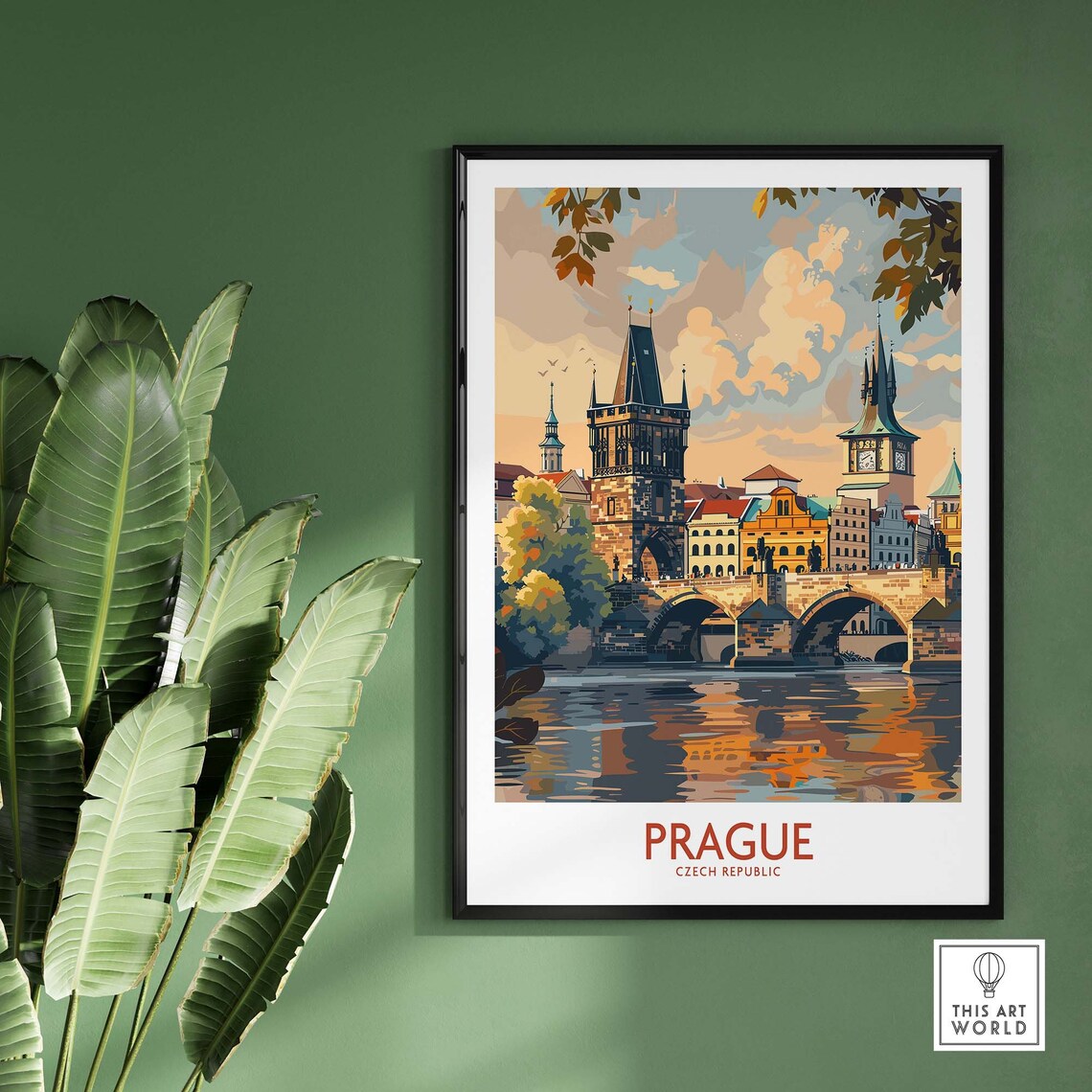 Prague Cityscape Travel Poster, Europe Wall Art - Image 2