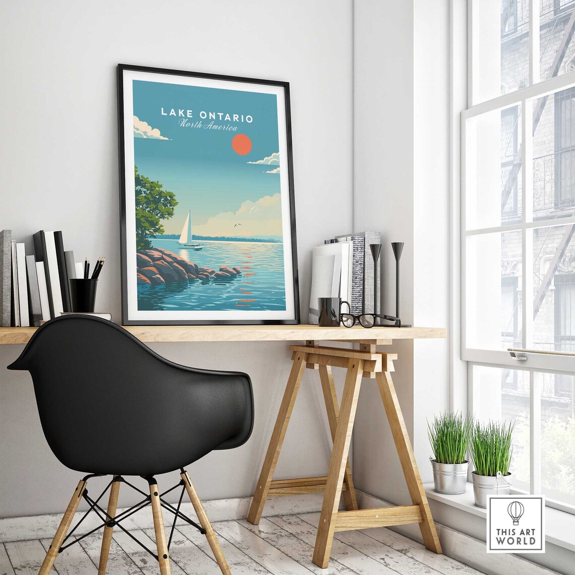 Lake Ontario North America Sailboat Rocky Shore Travel Poster - Image 4