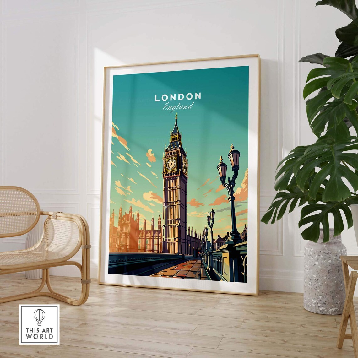 London Big Ben Travel Poster, Houses Of Parliament - Image 3