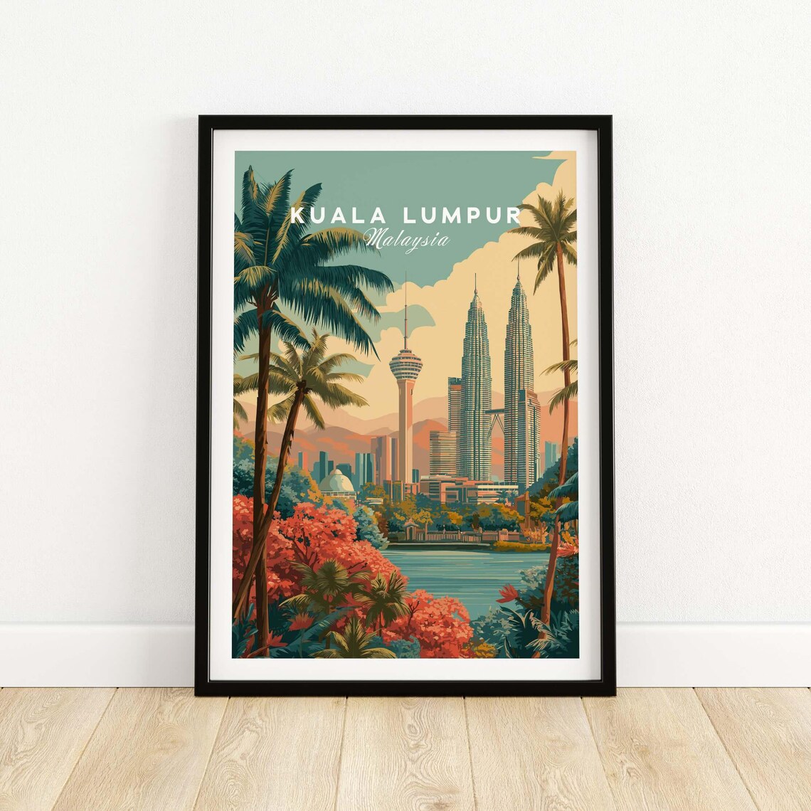 Kuala Lumpur KL Tower Vintage Travel Poster