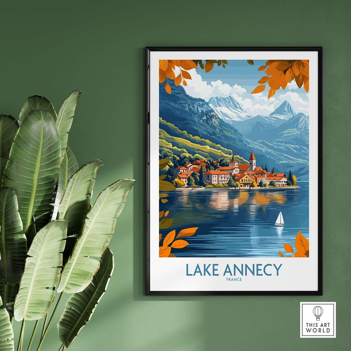 Lake Annecy Travel Poster France Poster Gift Illustration Home Dcor Lake Annecy Poster - Image 2
