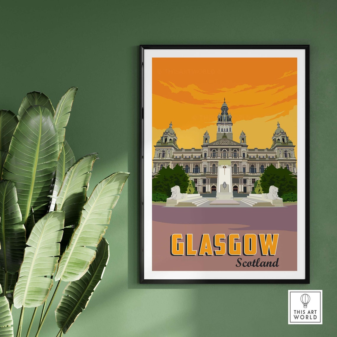 Glasgow Scotland Grand City Chambers George Square Sunset Scene Poster - Image 3