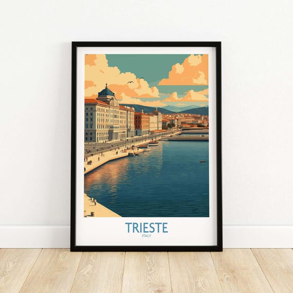 Trieste Italy Wall Art Vintage Style Poster Coastal Home Decor European City Print Travel Gift Framed Or Unframed Wanderlust Artwork