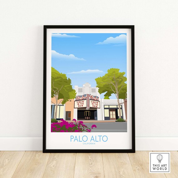 Palo Alto California Stanford Theatre Singin In The Rain Vintage Poster