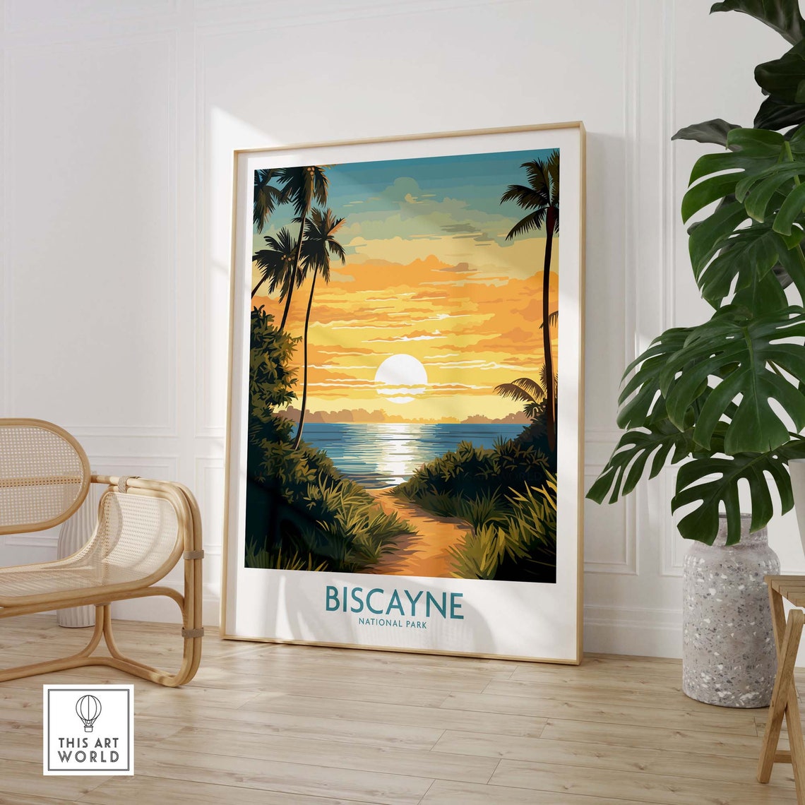 Biscayne National Park Golden Sunset Palm Beach Travel Poster - Image 3