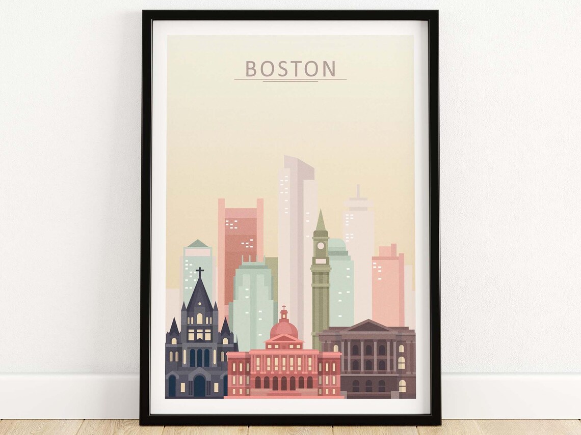 Boston Skyline Poster, Boston Cityscape Art Print - Image 4