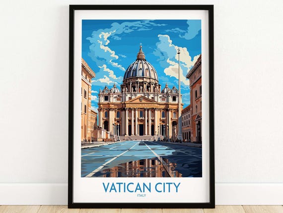 Vatican City St Peters Poster Print Historical Landmark Art Perfect For Home Or Office Decor